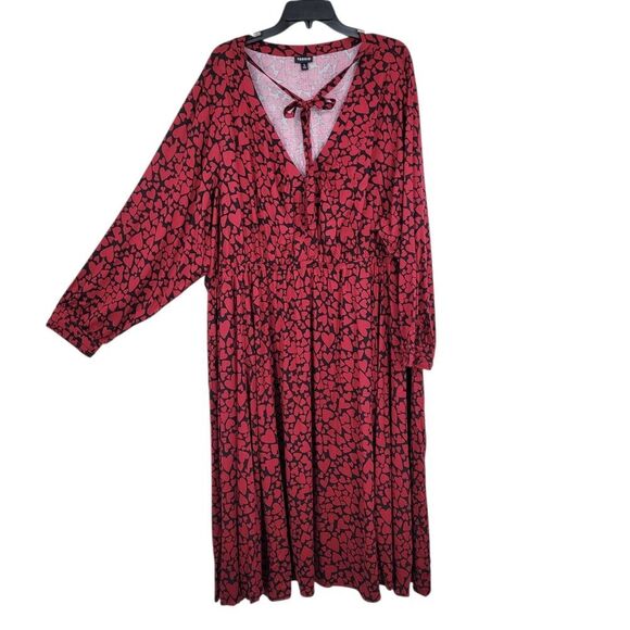 Torrid Midi Challis Skater Dress Red Heart Patterned Dress Women's Plus Size 5X - Picture 4 of 15